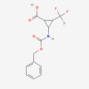 molecular formula C13H12F3NO4 B13188226 2-{[(Benzyloxy)carbonyl]amino}-3-(trifluoromethyl)cyclopropane-1-carboxylic acid 