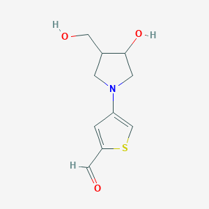 molecular formula C10H13NO3S B13188346 4-[3-Hydroxy-4-(hydroxymethyl)pyrrolidin-1-yl]thiophene-2-carbaldehyde 