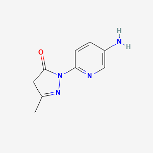 molecular formula C9H10N4O B13188434 1-(5-aminopyridin-2-yl)-3-methyl-4,5-dihydro-1H-pyrazol-5-one 