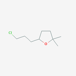 molecular formula C9H17ClO B13188519 5-(3-Chloropropyl)-2,2-dimethyloxolane 