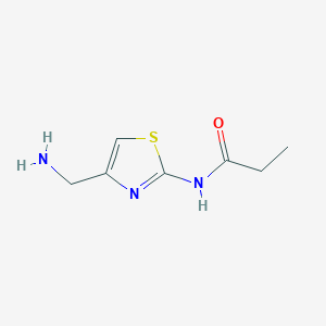 molecular formula C7H11N3OS B13188648 N-[4-(Aminomethyl)-1,3-thiazol-2-yl]propanamide 