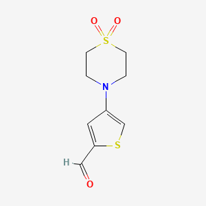 molecular formula C9H11NO3S2 B13188715 4-(1,1-Dioxo-1lambda6-thiomorpholin-4-yl)thiophene-2-carbaldehyde 