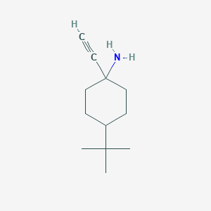 molecular formula C12H21N B13188894 4-tert-Butyl-1-ethynylcyclohexan-1-amine 