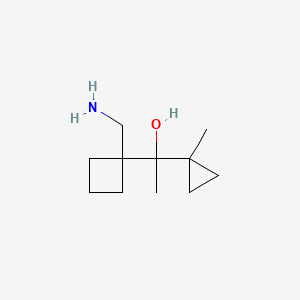 molecular formula C11H21NO B13188925 1-[1-(Aminomethyl)cyclobutyl]-1-(1-methylcyclopropyl)ethan-1-ol 