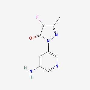 molecular formula C9H9FN4O B13188969 1-(5-Aminopyridin-3-yl)-4-fluoro-3-methyl-4,5-dihydro-1H-pyrazol-5-one 