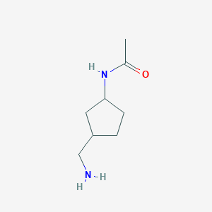 molecular formula C8H16N2O B13188980 N-[3-(Aminomethyl)cyclopentyl]acetamide 