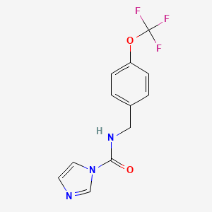 molecular formula C12H10F3N3O2 B13188997 N-{[4-(trifluoromethoxy)phenyl]methyl}-1H-imidazole-1-carboxamide 