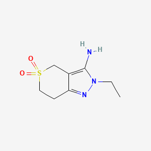 molecular formula C8H13N3O2S B13188998 3-Amino-2-ethyl-2H,4H,6H,7H-5lambda6-thiopyrano[4,3-c]pyrazole-5,5-dione 