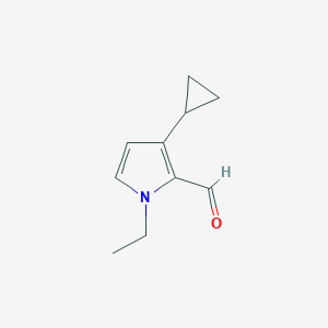 molecular formula C10H13NO B13189013 3-Cyclopropyl-1-ethyl-1H-pyrrole-2-carbaldehyde 