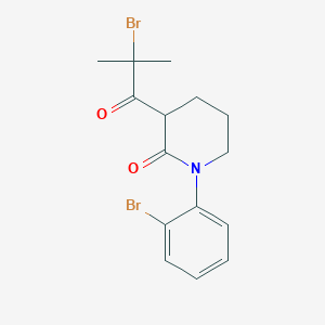 molecular formula C15H17Br2NO2 B13189137 3-(2-Bromo-2-methylpropanoyl)-1-(2-bromophenyl)piperidin-2-one 