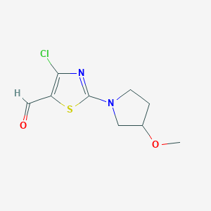 molecular formula C9H11ClN2O2S B13189208 4-Chloro-2-(3-methoxypyrrolidin-1-yl)-1,3-thiazole-5-carbaldehyde 