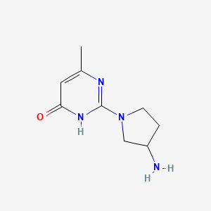 molecular formula C9H14N4O B13189304 2-(3-Aminopyrrolidin-1-yl)-6-methyl-3,4-dihydropyrimidin-4-one 