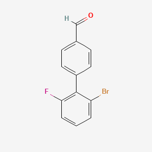 molecular formula C13H8BrFO B13189318 4-(2-Bromo-6-fluorophenyl)benzaldehyde 