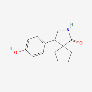 molecular formula C14H17NO2 B13189399 4-(4-Hydroxyphenyl)-2-azaspiro[4.4]nonan-1-one 