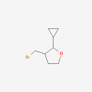 molecular formula C8H13BrO B13189410 3-(Bromomethyl)-2-cyclopropyloxolane 