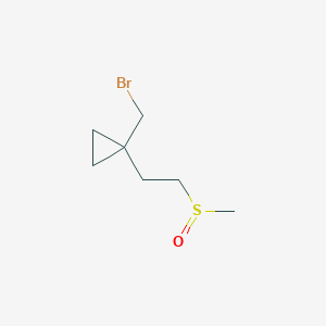 molecular formula C7H13BrOS B13189530 1-(Bromomethyl)-1-(2-methanesulfinylethyl)cyclopropane 