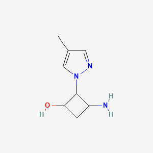 molecular formula C8H13N3O B13189595 3-Amino-2-(4-methyl-1H-pyrazol-1-yl)cyclobutan-1-ol 