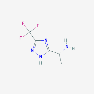 molecular formula C5H7F3N4 B13189666 1-[5-(Trifluoromethyl)-4H-1,2,4-triazol-3-yl]ethan-1-amine 