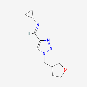 (1Z)-N-Cyclopropyl-1-{1-[(oxolan-3-yl)methyl]-1H-1,2,3-triazol-4-yl}methanimine