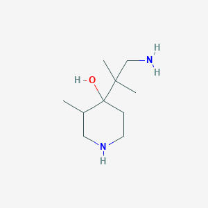 molecular formula C10H22N2O B13189758 4-(1-Amino-2-methylpropan-2-yl)-3-methylpiperidin-4-ol 