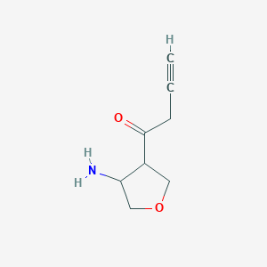 molecular formula C8H11NO2 B13189799 1-(4-Aminooxolan-3-yl)but-3-yn-1-one 