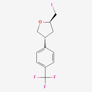 molecular formula C12H12F3IO B13189802 (2R,4R)-2-(Iodomethyl)-4-[4-(trifluoromethyl)phenyl]oxolane 