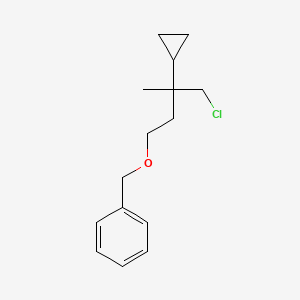 molecular formula C15H21ClO B13189877 [(4-Chloro-3-cyclopropyl-3-methylbutoxy)methyl]benzene 