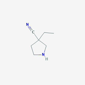 molecular formula C7H12N2 B13189886 3-Ethylpyrrolidine-3-carbonitrile 