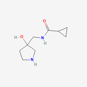 molecular formula C9H16N2O2 B13189892 N-[(3-Hydroxypyrrolidin-3-yl)methyl]cyclopropanecarboxamide 