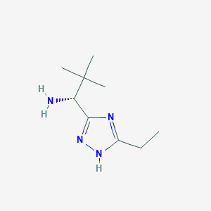 molecular formula C9H18N4 B13189916 (1R)-1-(5-Ethyl-1H-1,2,4-triazol-3-yl)-2,2-dimethylpropan-1-amine 