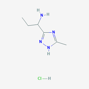 molecular formula C6H13ClN4 B13189979 1-(3-methyl-1H-1,2,4-triazol-5-yl)propan-1-amine hydrochloride 