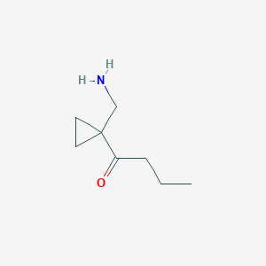 molecular formula C8H15NO B13189980 1-[1-(Aminomethyl)cyclopropyl]butan-1-one 