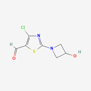 molecular formula C7H7ClN2O2S B13190000 4-Chloro-2-(3-hydroxyazetidin-1-yl)-1,3-thiazole-5-carbaldehyde 