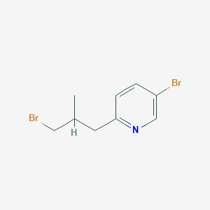 molecular formula C9H11Br2N B13190037 5-Bromo-2-(3-bromo-2-methylpropyl)pyridine 