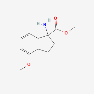 molecular formula C12H15NO3 B13190045 Methyl 1-amino-4-methoxy-2,3-dihydro-1H-indene-1-carboxylate 