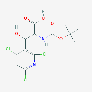 molecular formula C13H15Cl3N2O5 B13190139 2-{[(Tert-butoxy)carbonyl]amino}-3-hydroxy-3-(2,4,6-trichloropyridin-3-yl)propanoic acid 