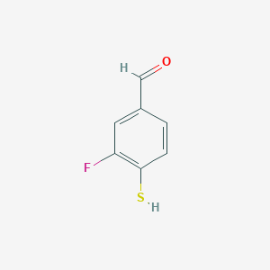 molecular formula C7H5FOS B13190214 3-Fluoro-4-mercaptobenzaldehyde 