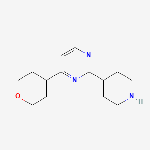 molecular formula C14H21N3O B13190245 4-(Oxan-4-yl)-2-(piperidin-4-yl)pyrimidine 