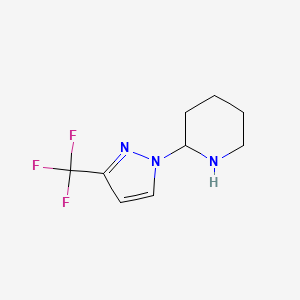 molecular formula C9H12F3N3 B13190321 2-[3-(Trifluoromethyl)-1H-pyrazol-1-yl]piperidine 