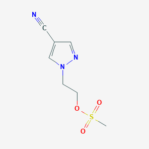 molecular formula C7H9N3O3S B13190326 2-(4-cyano-1H-pyrazol-1-yl)ethyl methanesulfonate 