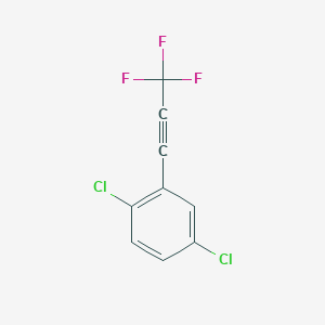 molecular formula C9H3Cl2F3 B13190328 1,4-Dichloro-2-(trifluoroprop-1-YN-1-YL)benzene 