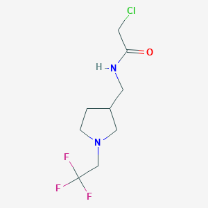 molecular formula C9H14ClF3N2O B13190382 2-chloro-N-{[1-(2,2,2-trifluoroethyl)pyrrolidin-3-yl]methyl}acetamide 