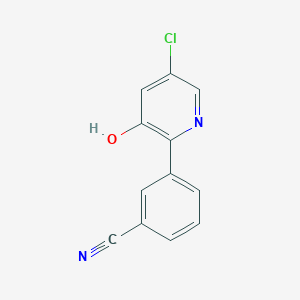 molecular formula C12H7ClN2O B13190388 3-(5-Chloro-3-hydroxypyridin-2-yl)benzonitrile 