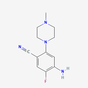 molecular formula C12H15FN4 B13190416 4-Amino-5-fluoro-2-(4-methylpiperazin-1-yl)benzonitrile 