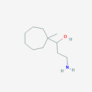 molecular formula C11H23NO B13190516 3-Amino-1-(1-methylcycloheptyl)propan-1-ol 