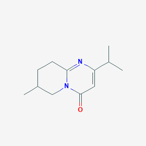 molecular formula C12H18N2O B13190527 7-Methyl-2-(propan-2-yl)-4H,6H,7H,8H,9H-pyrido[1,2-a]pyrimidin-4-one 