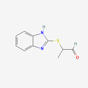 molecular formula C10H10N2OS B13190629 2-(1H-1,3-Benzodiazol-2-ylsulfanyl)propanal 