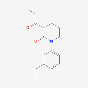 molecular formula C16H21NO2 B13190701 1-(3-Ethylphenyl)-3-propanoylpiperidin-2-one 