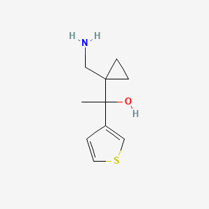 molecular formula C10H15NOS B13190730 1-[1-(Aminomethyl)cyclopropyl]-1-(thiophen-3-yl)ethan-1-ol 