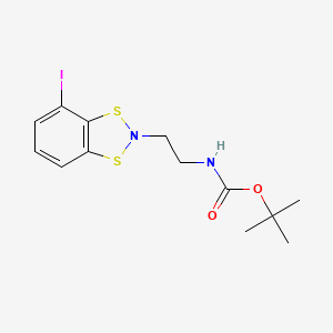 molecular formula C13H17IN2O2S2 B13190759 tert-Butyl N-[2-(4-iodo-2H-1,3,2-benzodithiazol-2-yl)ethyl]carbamate 